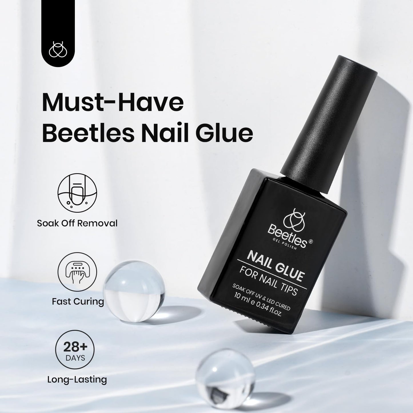 Beetles Gel Nail Kit Short Almond, 240Pcs Easy Nail Extension Set Shaped Clear Tips with 5 in 1 Nail Glue Base & Top Coat and Mini UV Lamp, Nail Tips Art Acrylic Nail Kit Gifts for Women