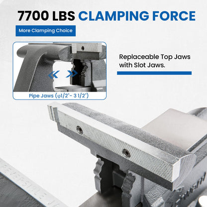 Forward CR50A-5.5In Bench Vise Heavy Duty Vice with Anvil and 210 Degrees Swivel Base (5 1/2")