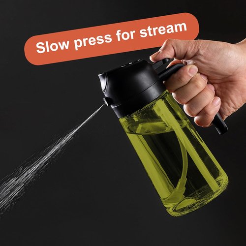 CXINYI - 16oz Olive Oil Dispenser with Stickers | 2-in-1 Sprayer for Cooking & Salad, 2 Black