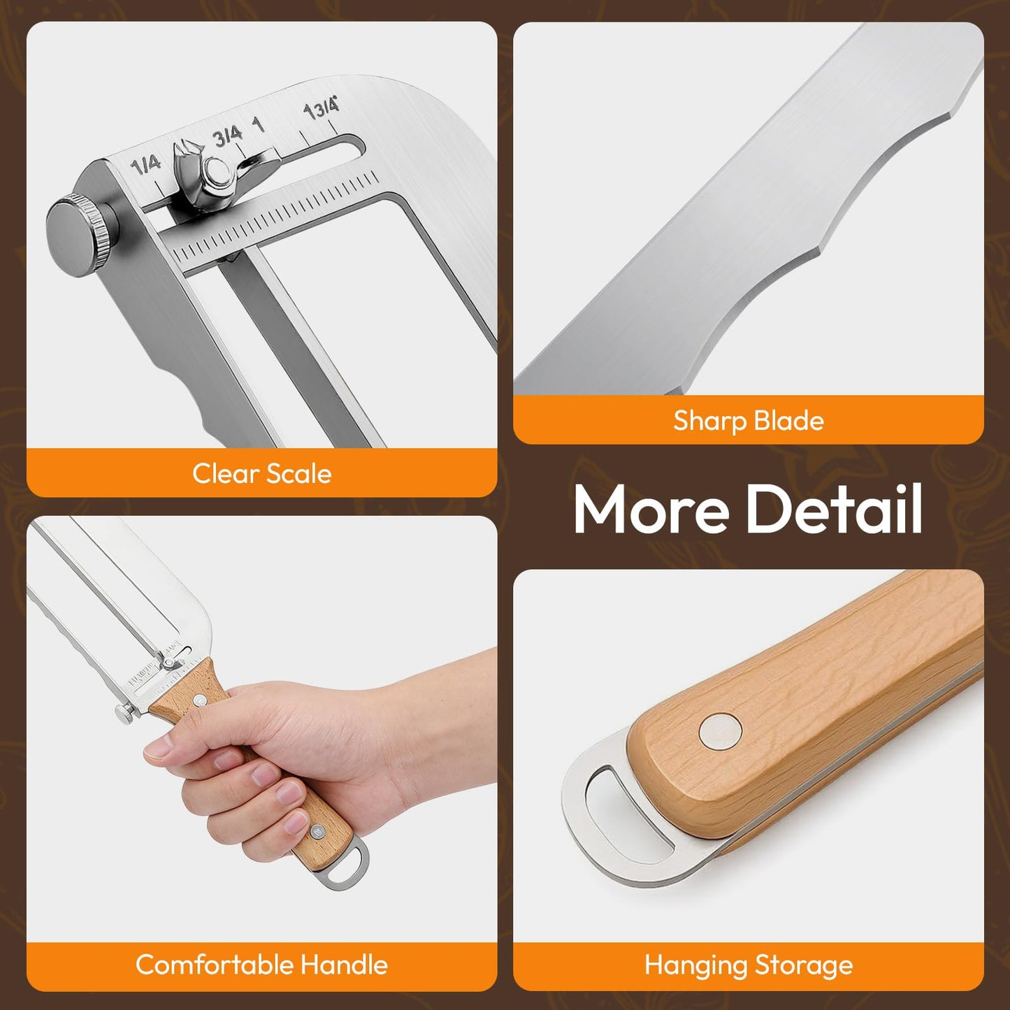 LACRTOPE Adjustable Bread Slicer for Homemade Bread - Sourdough Bread Knife with Precision Thickness Guide & Serrated Stainless Blade, Manual Bow Bread Cutter for Bagels & Baguettes, Ideal Baker Gift