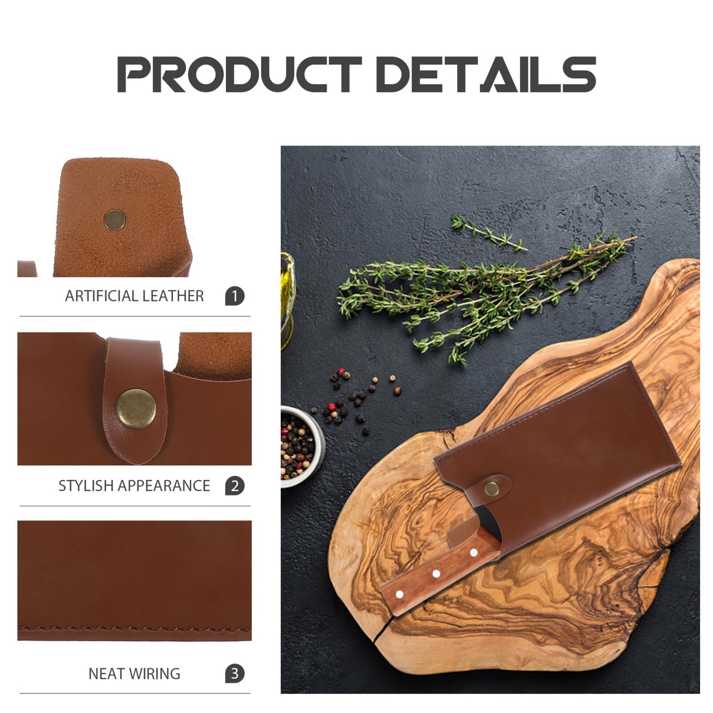 Mobestech Artificial Leather Kitchen Knife Cover Protective Case for Chef and Meat Cleavers Compact Knife Protector with Stylish Design 9.76X4.72In