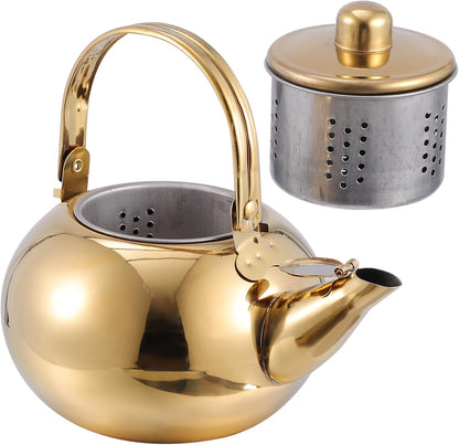 1pc Classic Whistling Teakettle, Stainless Steel Stove Top Kettle with Strainer for Water and Coffee