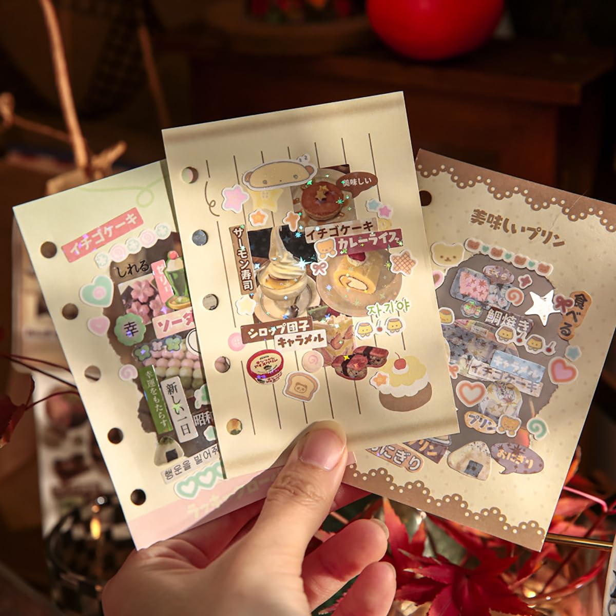 Kawaii Scrapbook Sticker Book Set (2PCS), 600+ Cute Dessert & Retro Food Stickers for Journaling, Junk Journal, Planner, Aesthetic Scrapbooking Supplies for Teens & Adults (C+D)