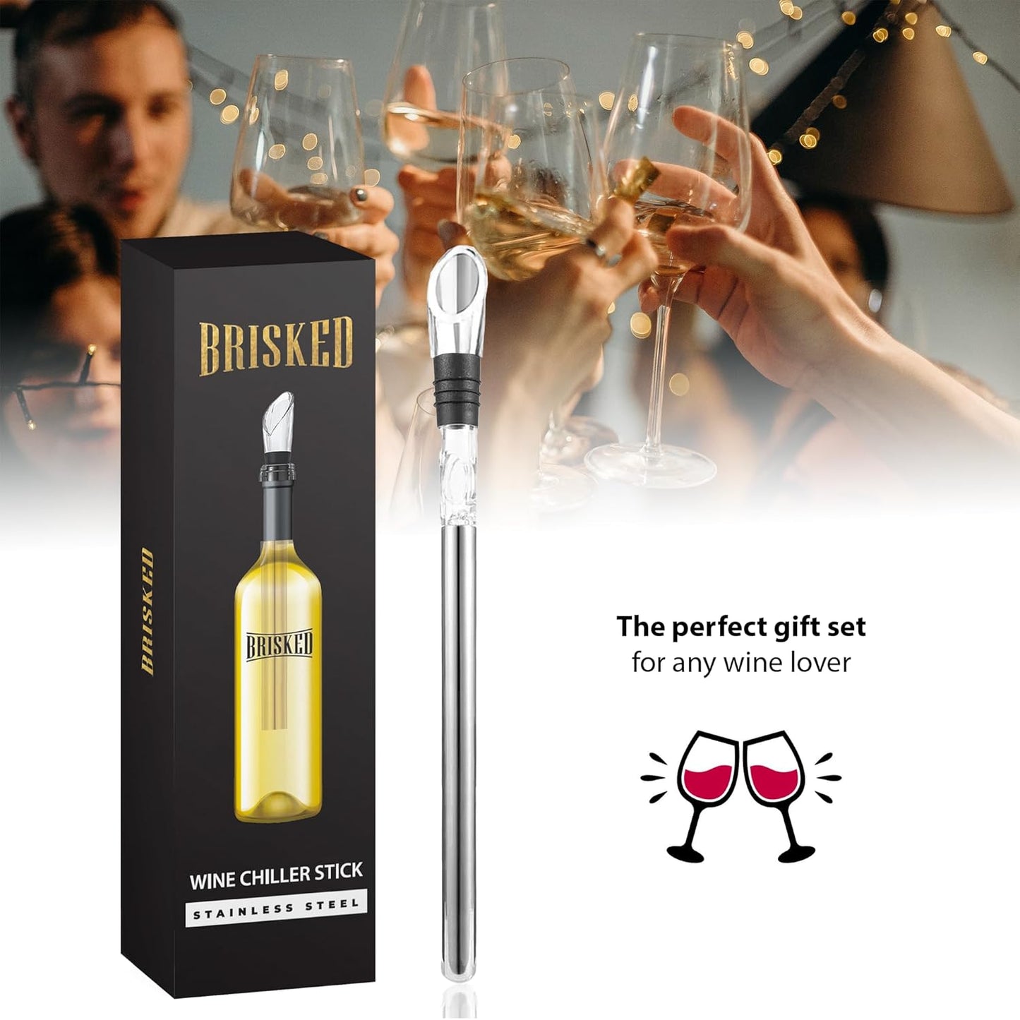 Wine Chiller Stick, Stainless Steel Wine Bottle Cooler with Aerator and Pourer