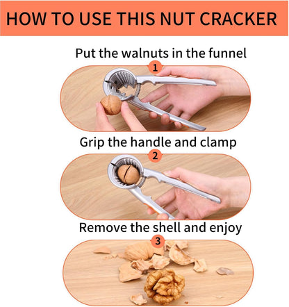 1 2PCS PCS Nut Crackers Heavy Duty Walnut Cracker with Non-Slip Handle Nut Crackers Tools Funnel Walnut Pliers