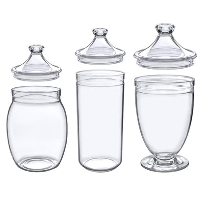 Amazing Abby - Adore - Plastic Apothecary Jars (3-Piece Set, 52/46/46 oz) (NOT Glass), Acrylic Jars with Lids, Bathroom Canisters, Candy Buffet, Wedding Display, BPA-Free and Shatter-Proof