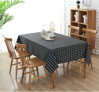 Bringsine Classic Rectangular Cotton Linen Table Cloth, Black Check Vintage Dinner Picnic Deco (36 X 36 Inch)