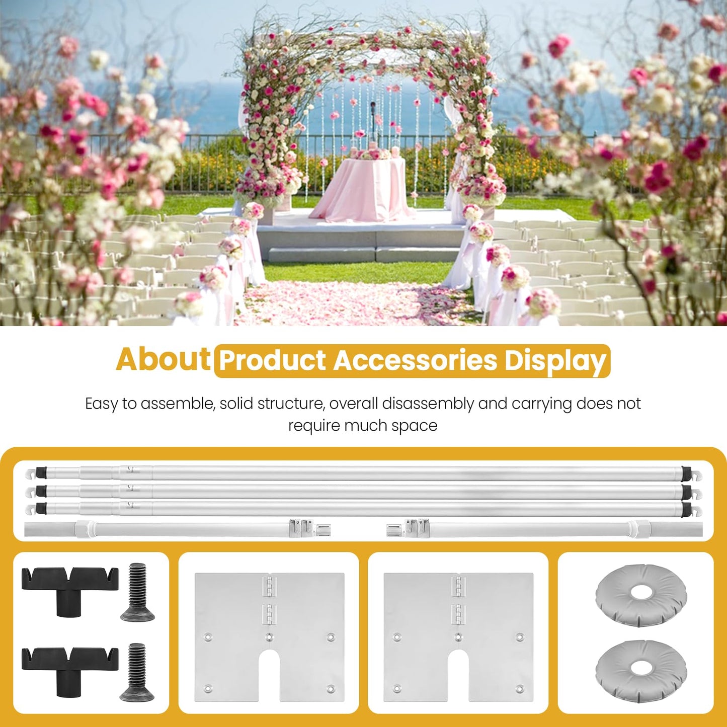 Jiang&Rong 10x10Ft Three Crossbar Backdrop Stand - Heavy Duty Adjustable Metal Frame with Drape Kit, Photographic Studio Backdrop Stand for Wedding, Birthday Party, Banquet Decorations, Events