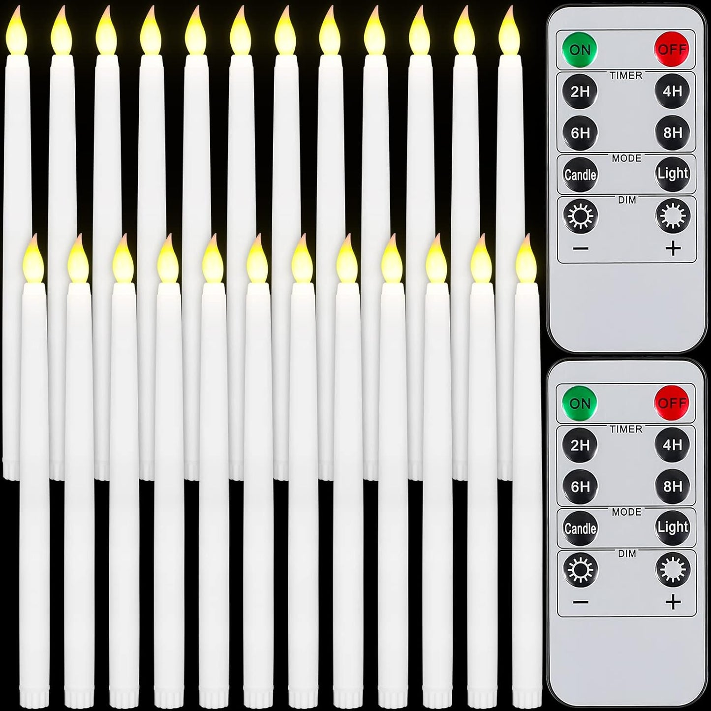 24 Pack 11" 3D Dimmable Tuanse Flameless Taper Candles with Remote & Timer, Flickering LED Battery Operated Window