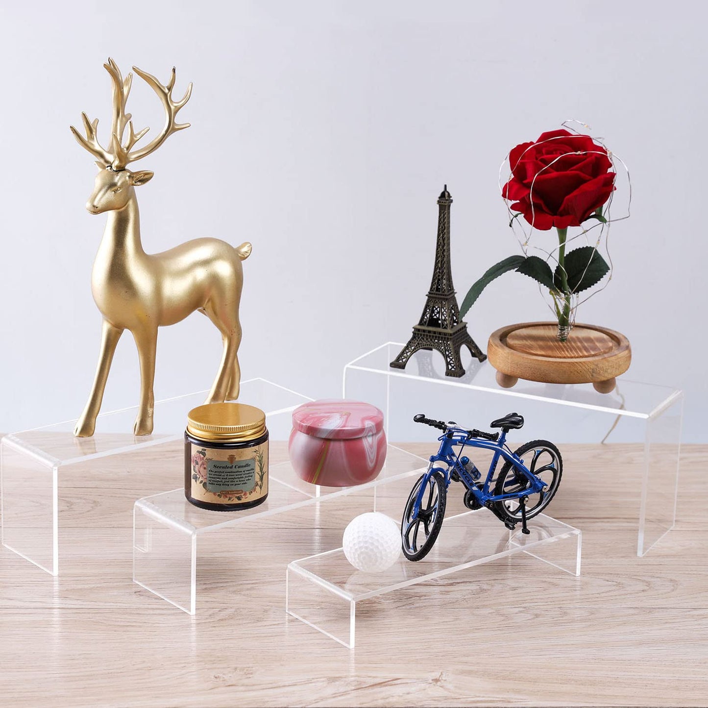 A+ DESIGN Acrylic Display Risers Suitable for Cupcake Retail Shoe Showcase Jewelry Funko Pop Figures (Clear 4 Pack Set)