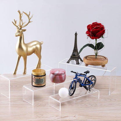 A+ DESIGN Acrylic Display Risers Suitable for Cupcake Retail Shoe Showcase Jewelry Funko Pop Figures (Clear 4 Pack Set)