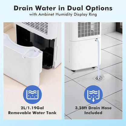 NEWBULIG 30-Pint Dehumidifier - Quiet 38dB Operation | Smart Humidity Control for Home & Basement