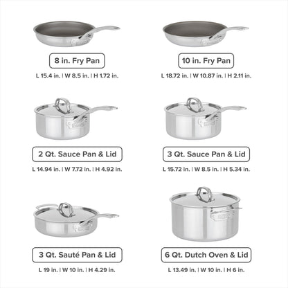 Viking PureGlide Pro 3-Ply Nonstick Cookware Set, Made without PFAS, 10-Piece Induction Pots and Pans Set, Metal Utensil Safe Titanium Nonstick Surface, Oven Safe to 600F
