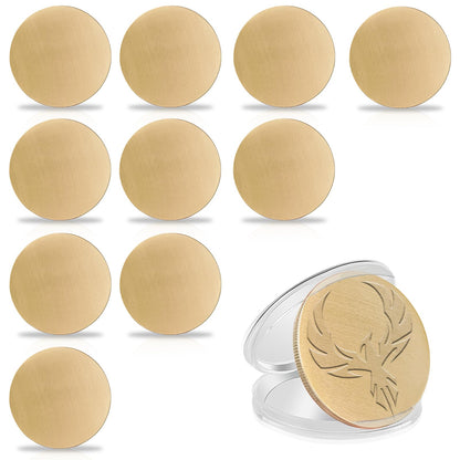10 Pieces Blank Challenge Coin Brass Laser Engraving Blanks 40mm Diameter Full Flat Surface Coin Blanks with Acrylic Protection Box Pattern for DIY Crafts Engraving(Thickness 2mm)