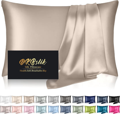 Skiennix Mulberry Silk Pillowcase - Anti-Acne Cooling Sleep | Standard Size, Champagne Color