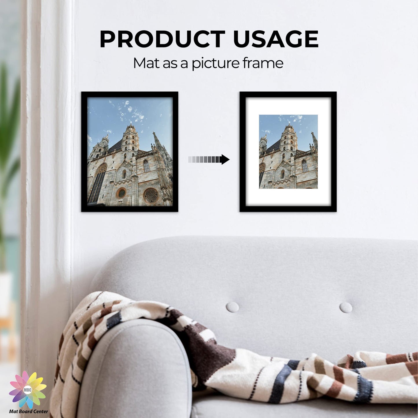 Mat Board Center, Pack of 50 11x14 Photo Mat + Backing + Bag, Pre Cut mat Board Show kit for 8x10 Photo, White Core for Framing Pictures, Prints, Artworks(White)
