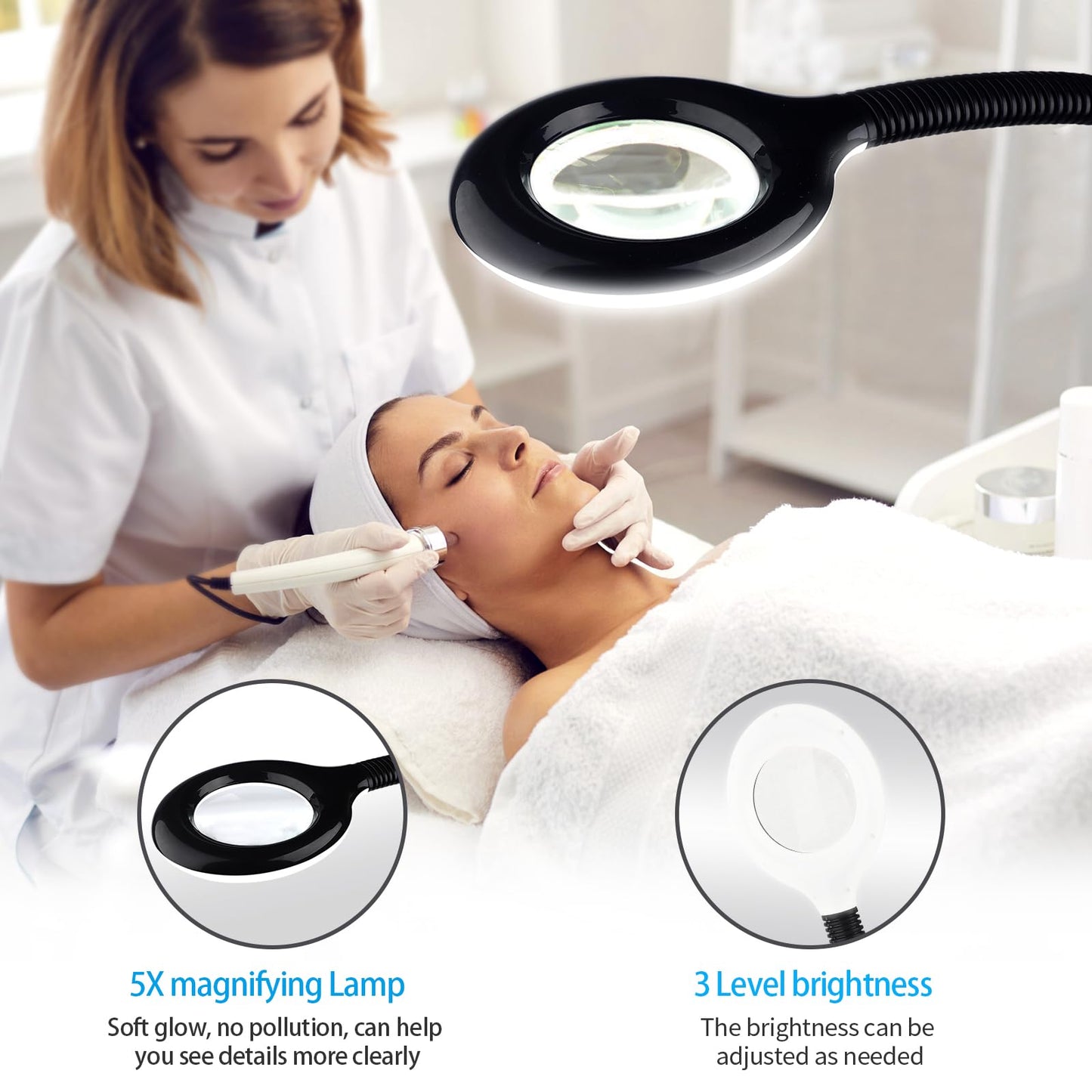 Professional Facial Steamer on Wheels, Facial Steamer for Facial Deep Cleaning, Facial Humidifier for Spa, Adjustable Height for Spa, Salon and at Home Use