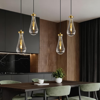 Raindrop Pendant Lights Kitchen Island: 2-Lights Crystal Teardrop Gold Pendant Light Fixture over Dining Table - Modern Glass Gold Rain Drop Ceiling Chandelier Bedroom Bathroom Breakfast Bar Lighting