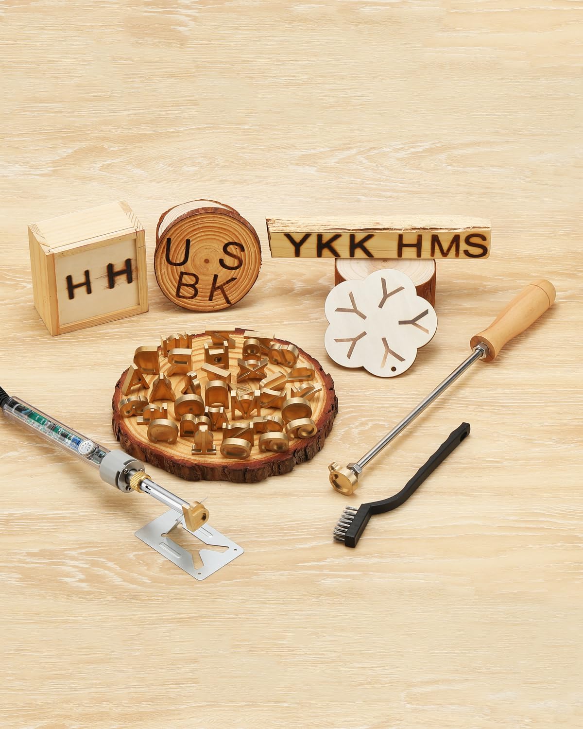 AIMOADO 1" 26Pcs Wood Burning Letter Kit, 100W Electric Branding Iron for Wood Working Leather Hats BBQ Bread, Branding Letters Gift for Christmas Wedding Birthday, with Wooden Box and Handle
