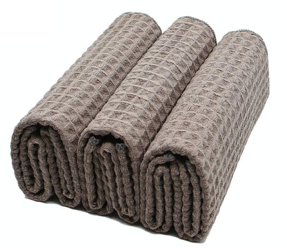 VeraSong Waffle Weave Thick Microfiber Dish Drying Towels Absorbent Tea & Hand Towel Lint Free 16x24 Inch 3 Pack Gray