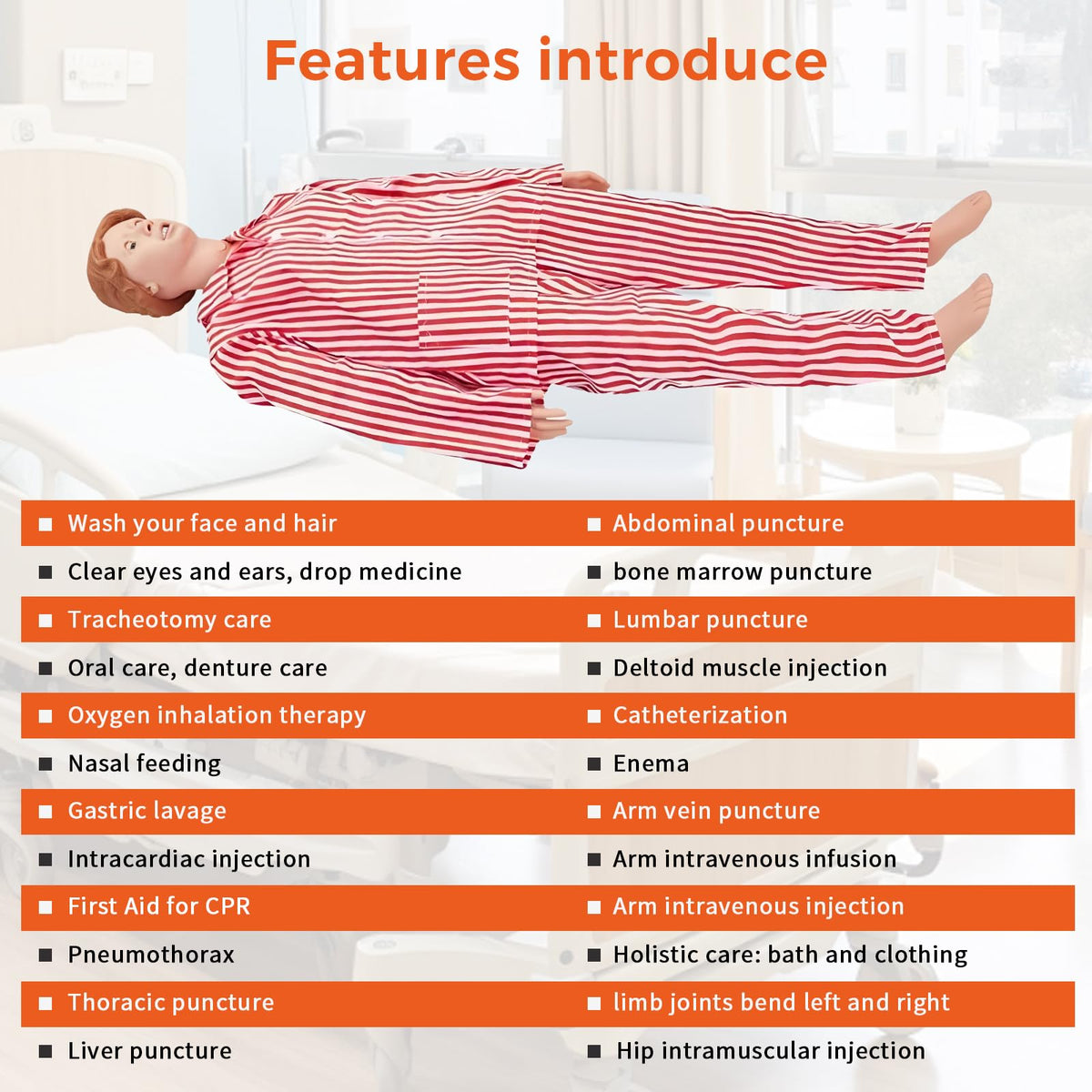 SKUWGW Adult Female Full-Body Anatomical Model, 67in Nursing Training Mannequin for Clinical Skills Training & Patient Care Education - Nursing School Supplies
