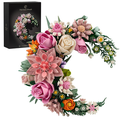 Pink Moon Flower Building Set, Dahlia Rose Bouquet Botanical Collection Building Block, Compatible with Lego Flowers for Home Wall Art Decor, Gifts for 18+ Girls, Women(944PCS)