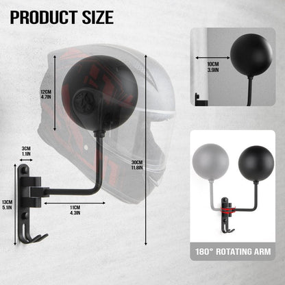 PUERSI Helmet Holder Wall Mount - 2 Pack 180° Rotation Helmet Hanger for Motorcycle Bike Racing Outerwear Sports Gear Display Motorcycle Accessories