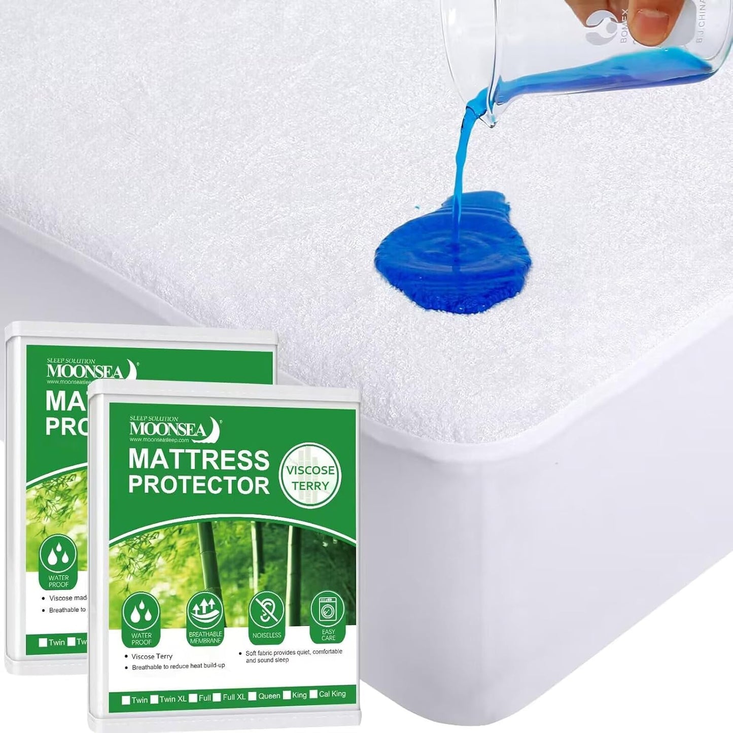 14 Inch,2 Pack Twin XL Mattress Protector Cover Cooling,Extra Long Twin Waterproof Viscose Terry Mattress Protector