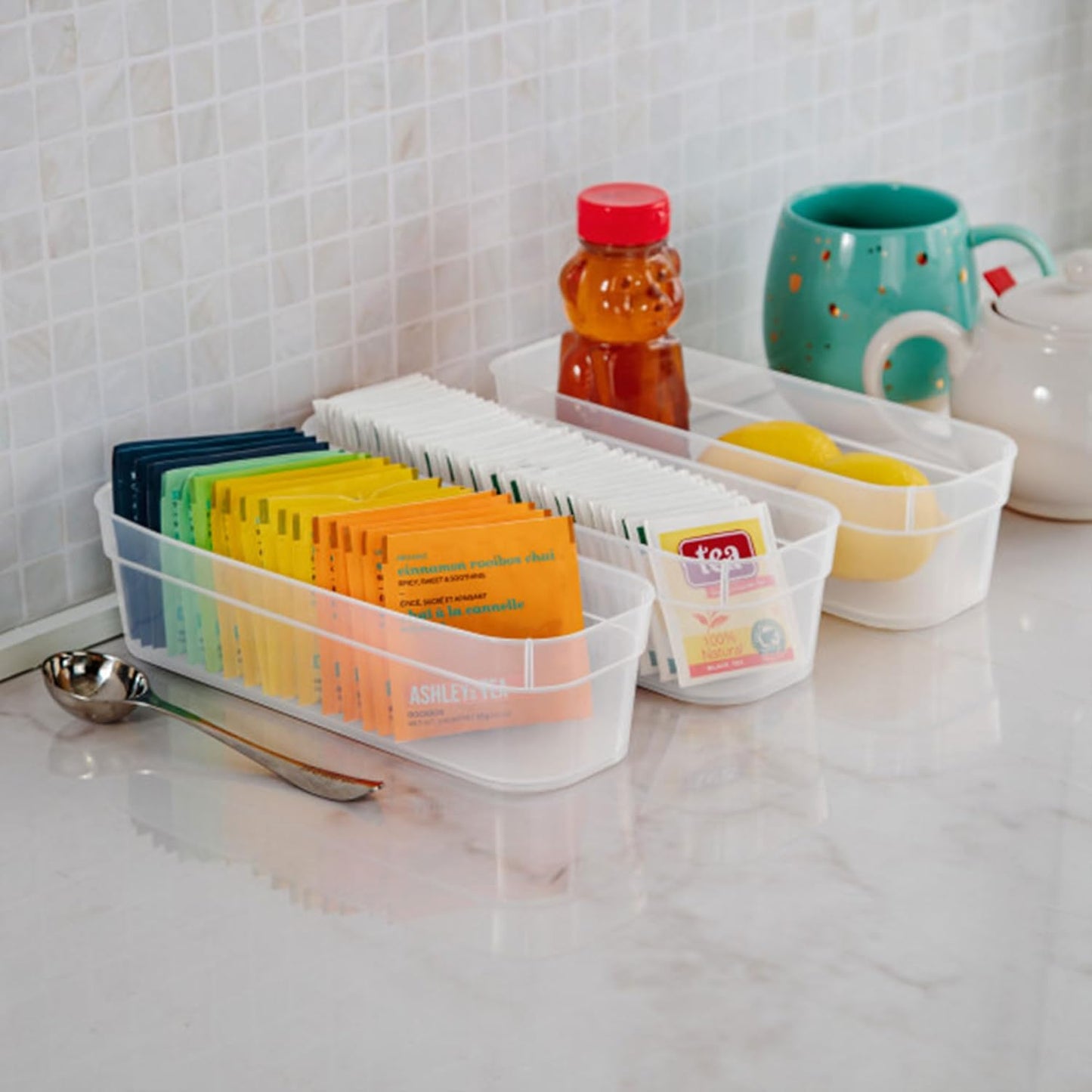 Sterilite 13538608 Narrow Storage Trays, Clear, 24 Pack with Sturdy Banded Rim for Organizing