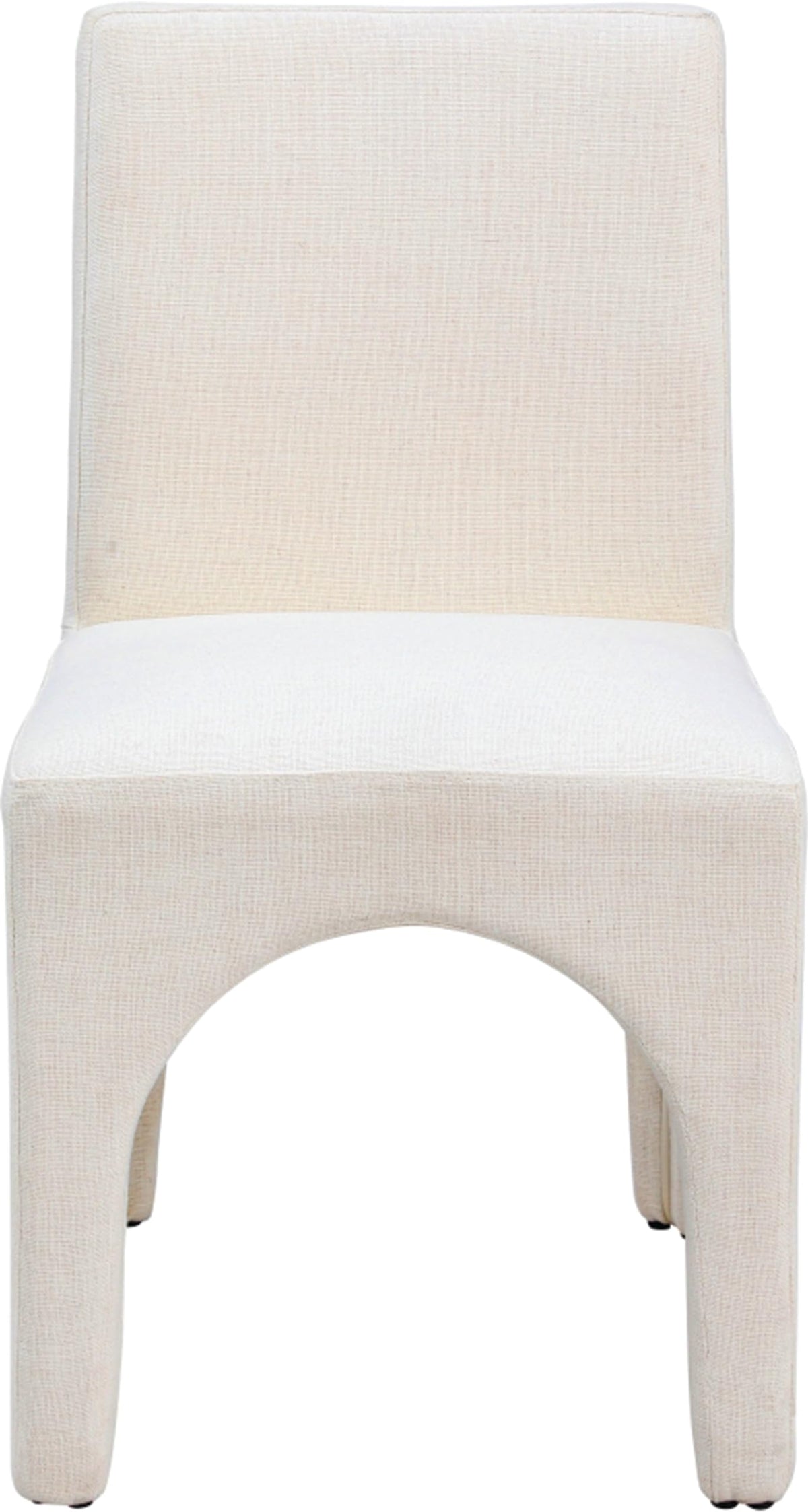 Meridian Furniture 753Beige-C Gramercy Collection Art Deco Dining Chair with Rich Beige Linen Textured Fabric with Weave, Arched Iron Inner Frame, 18.5" W x 23.5" D x 33" H, Beige, Set of 2