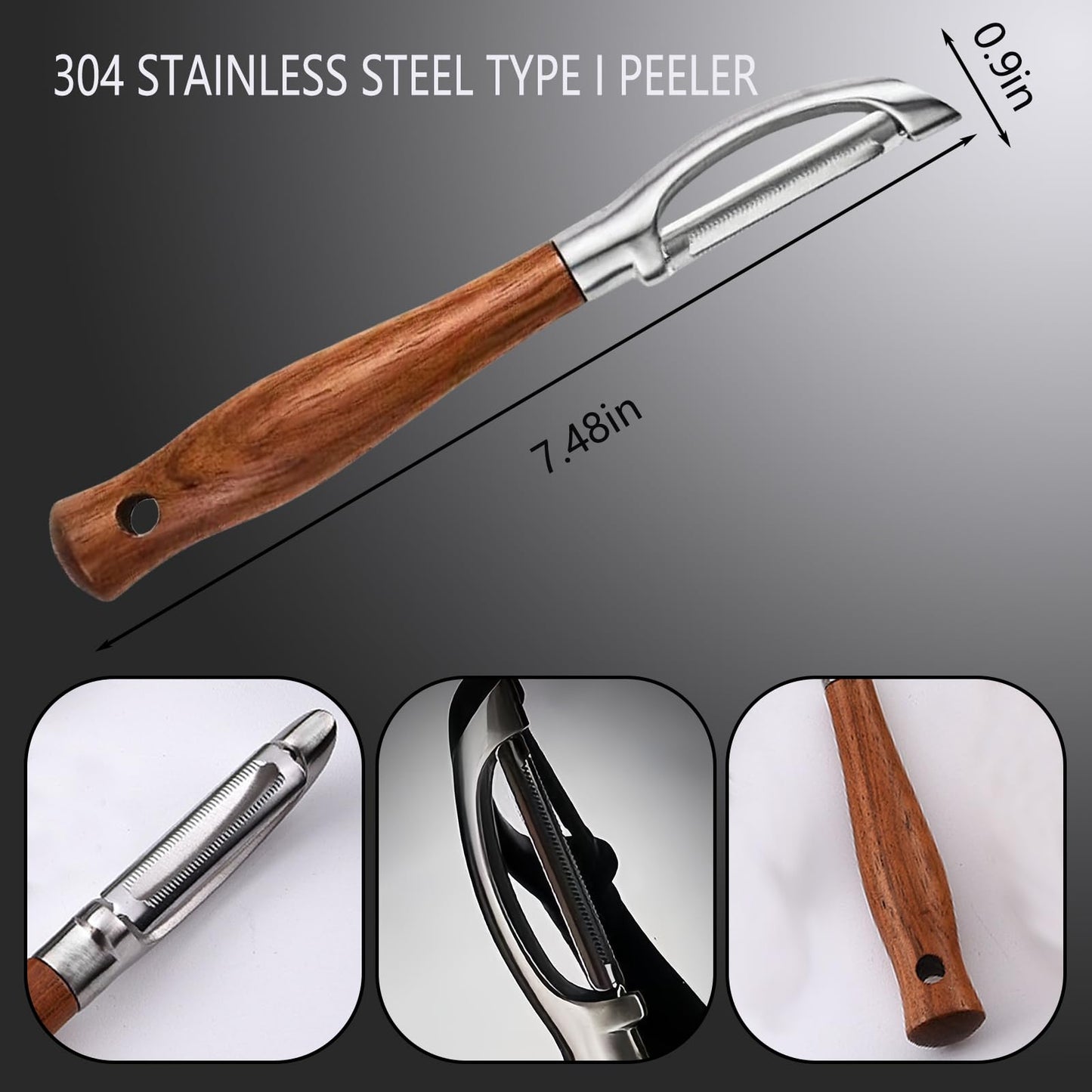 Laoxiongtou Professional Potato Peeler,Vegetable Peeler Stainless Steel,Carrot Peelers For Kitchen There Are Sharp Swivel Blades And Natural Anti Slip Wooden Handle,For Fruit And Vegetable Peeler