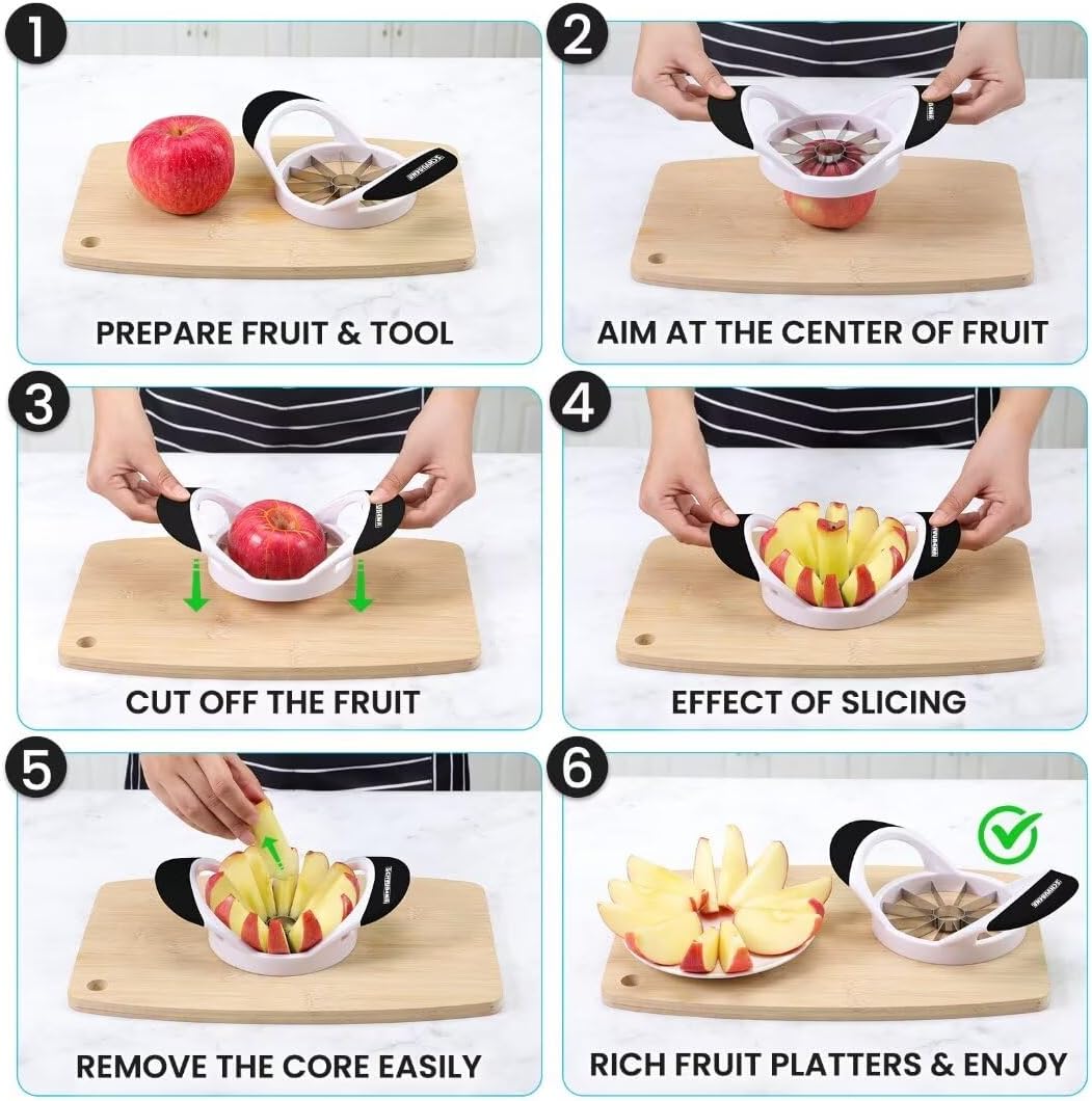12-Blade 4.72 Inch SCHVUBENR Apple Slicer and Corer - Sharp Stainless Steel Apple Cutter - Professional Apple Divider
