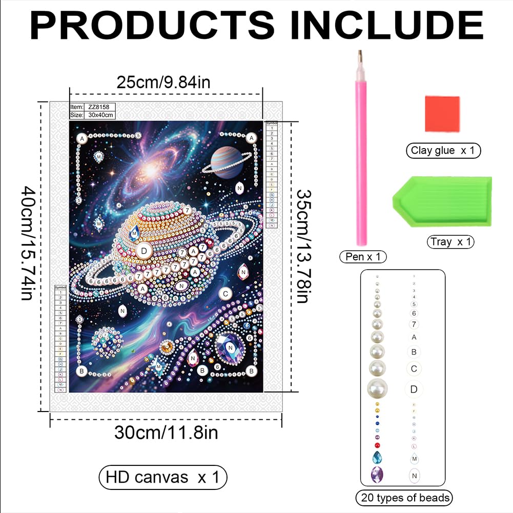 Kulvci Cosmic Plant DIY 5D Pearl Painting Kit, Scenery Painting Kit for Adults Beginner, Bead Art Kits All-Pearl Dot Painting for Wall Decor, Creative Stress Relief Gift Home Decor,12 × 16 inch