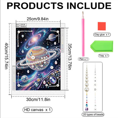 Kulvci Cosmic Plant DIY 5D Pearl Painting Kit, Scenery Painting Kit for Adults Beginner, Bead Art Kits All-Pearl Dot Painting for Wall Decor, Creative Stress Relief Gift Home Decor,12 × 16 inch