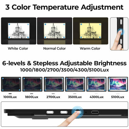 Heanolier Rechargeable A3 Light Board with Stand & Bag for Diamond Painting,5100 Lux Magnetic Light Pad with Side Buttons,Wireless Light Box for Tracing,LED Light Table for Sketching,Drawing,Artcraft