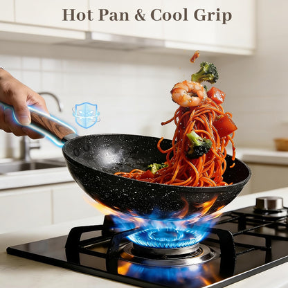 Colourcoco Frying Pans Skillet - 9 Pieces Nonstick Frying Pan Set Includes 3 Sizes (8"/ 10"/ 12"), PFOA Free, Induction & Oven Safe, Easy to Clean for Home Daily Cooking