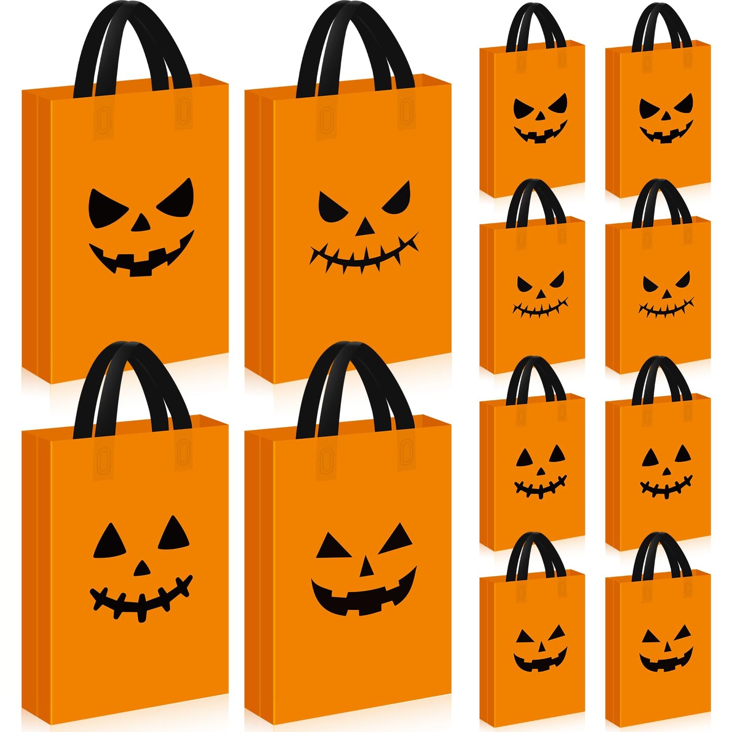 Gersoniel 48 Pcs Halloween Plastic Gift Bags with Handle Treat or Trick Pumpkin Tote Bags Candy Goodie Bag for Home Treat or Trick Halloween Party Favor Supplies Decorations