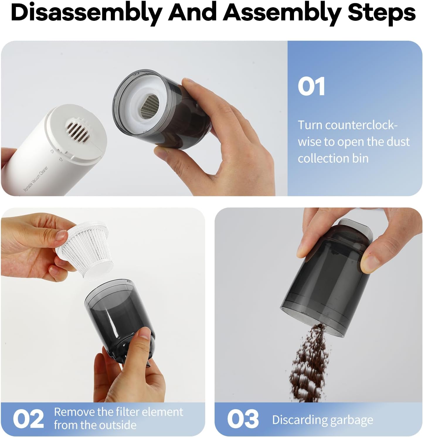 Handheld Car Vacuum Cleaner, Portable Cordless with 9000 Pa, USB Rechargeable, Lightweight