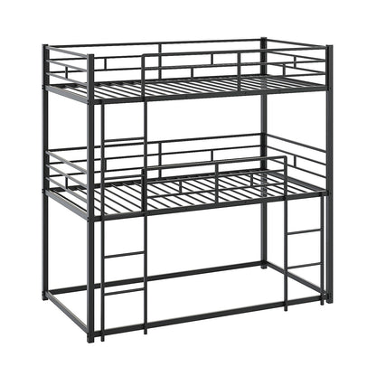 JOYMOR Triple Bunk Bed Twin Over Twin Over Twin, Metal 3 Bunk Bed for Kids, Teens and Adults, Heavy Duty Triple Bed Frame with Safety Guardrail, No Box Spring Needed