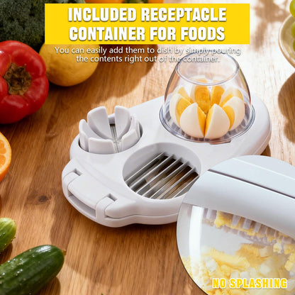 3 In 1 Egg Slicer for Hard Boiled Eggs Heavy Duty with Boiled Eggs Peeler & Cleaning Brush, Egg Cutter with 3 Slice Modes for Strawberry, Tomato, Mushroom, Multifunctional Kitchen Tools