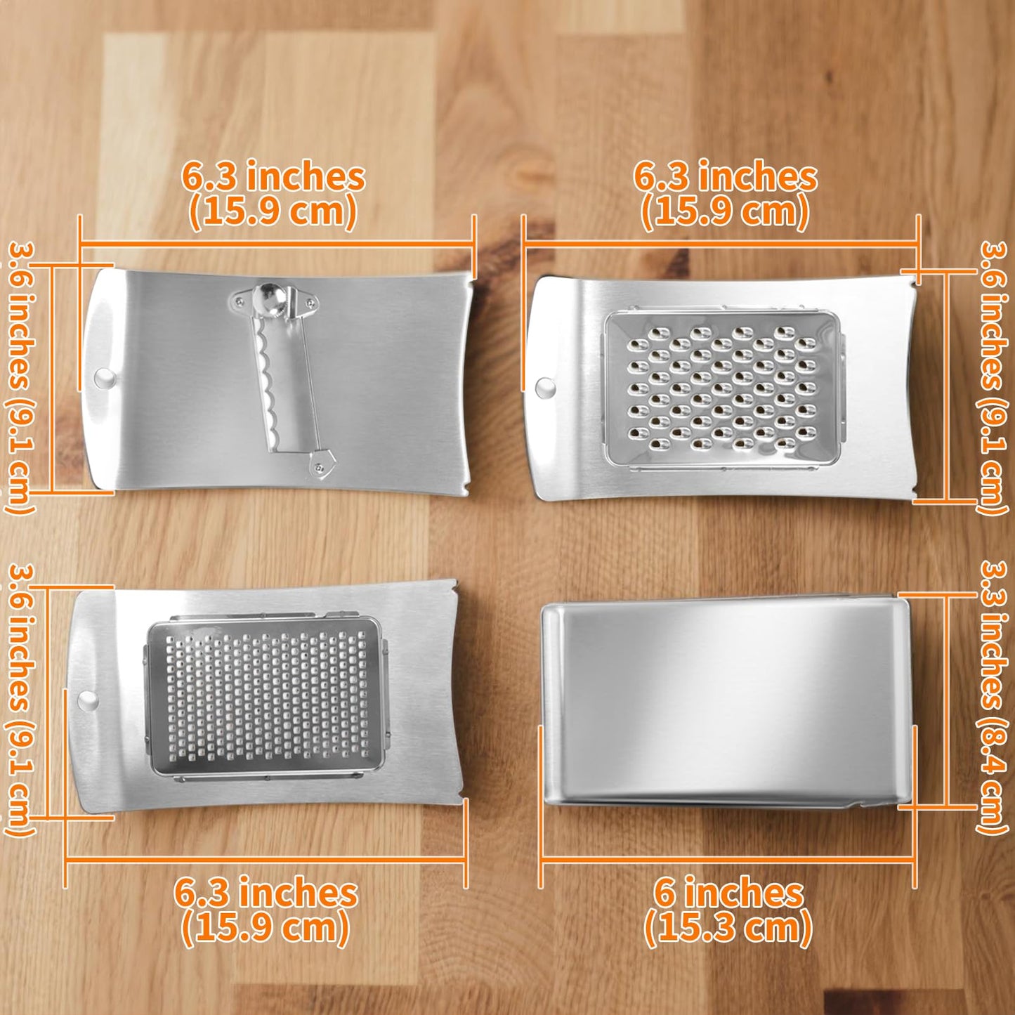 Aolzg 3-in-1 Handheld Cheese Grater Set for kitchen - Adjustable Slicer, Grater and Shredder with Tray - 430 Stainless Steel for Cheese, Butter, Vegetables, Chocolate, Dishwasher Safe