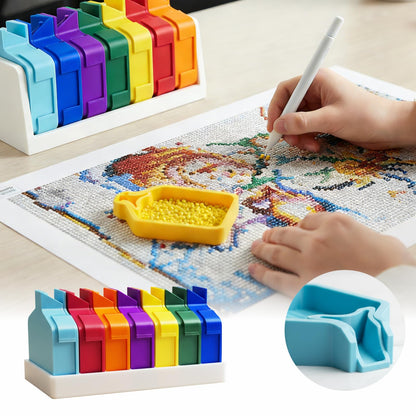 Diamond Painting Trays Set - 7-Piece Mini Diamond Art Organizers with Lids & Storage Base | Portable Craft Accessories | Collectible Ornament Gift for Diamond Painting Lovers, Beginners, Artists