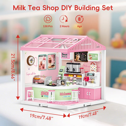 Hallisun LED Building Blocks for Adults, 1:24 DIY Miniature Dollhouse Kits with Roof & Dustproof Cover, Tiny House Toy Building Sets for Kids Ages 8-12-15, Birthday Hobbies Gift for Men Women Boy Girl