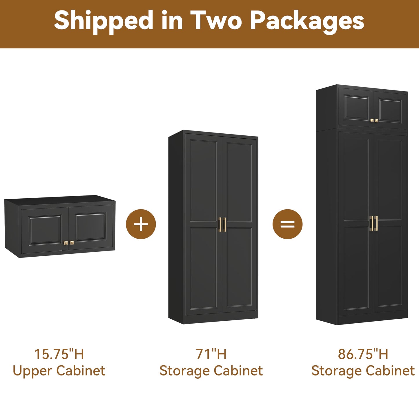 Polup Kitchen Pantry Cabinet, 86 Inch Tall Metal Storage Cabinet, Large Pantry cabinets with Doors and Shelves, Black Storage Cabinets for Garage, Living, Dining, Office, Bathroom, Assembly Required