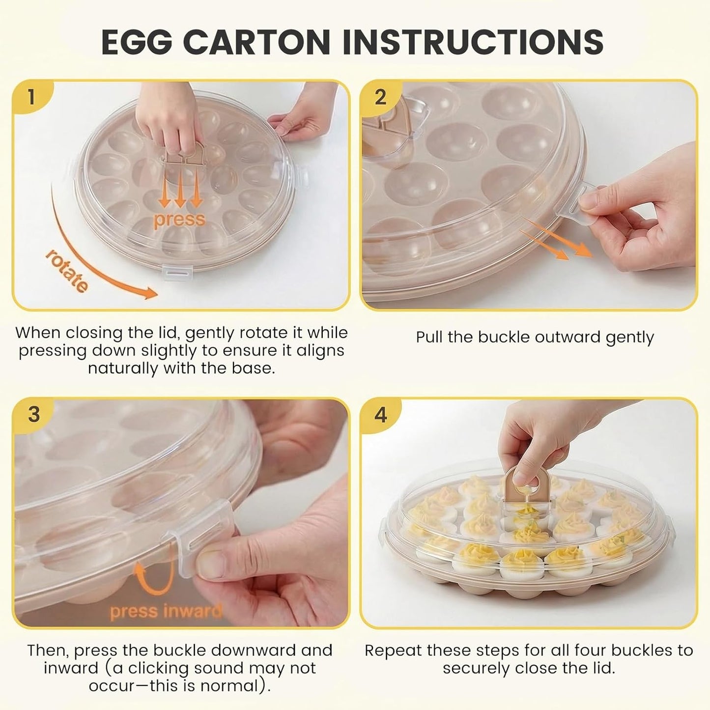 22 HAKSEN Deviled Egg Containers with Lid, Portable Deviled Egg Platter Carrier Holder Trays with Slots for Holiday
