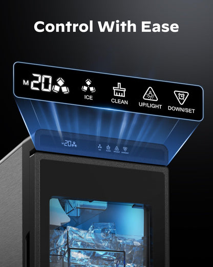 Silonn Clear Ice Cube Maker Countertop, Makes 3 Large 1.6″ Cubes in 20 Mins, Crystal Clear & Slow-Melting Ice for Whiskey, Adjustable Ice Thickness & Auto Clean, Great for Home bar, Kitchen & Party