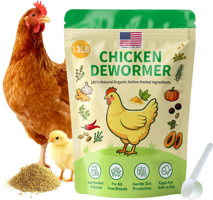 KLUORAN (1.3 LB) Natural Chicken De-wormer Powder | All-Natural Herbal Poultry Wormer for Laying Hens | Egg-Safe