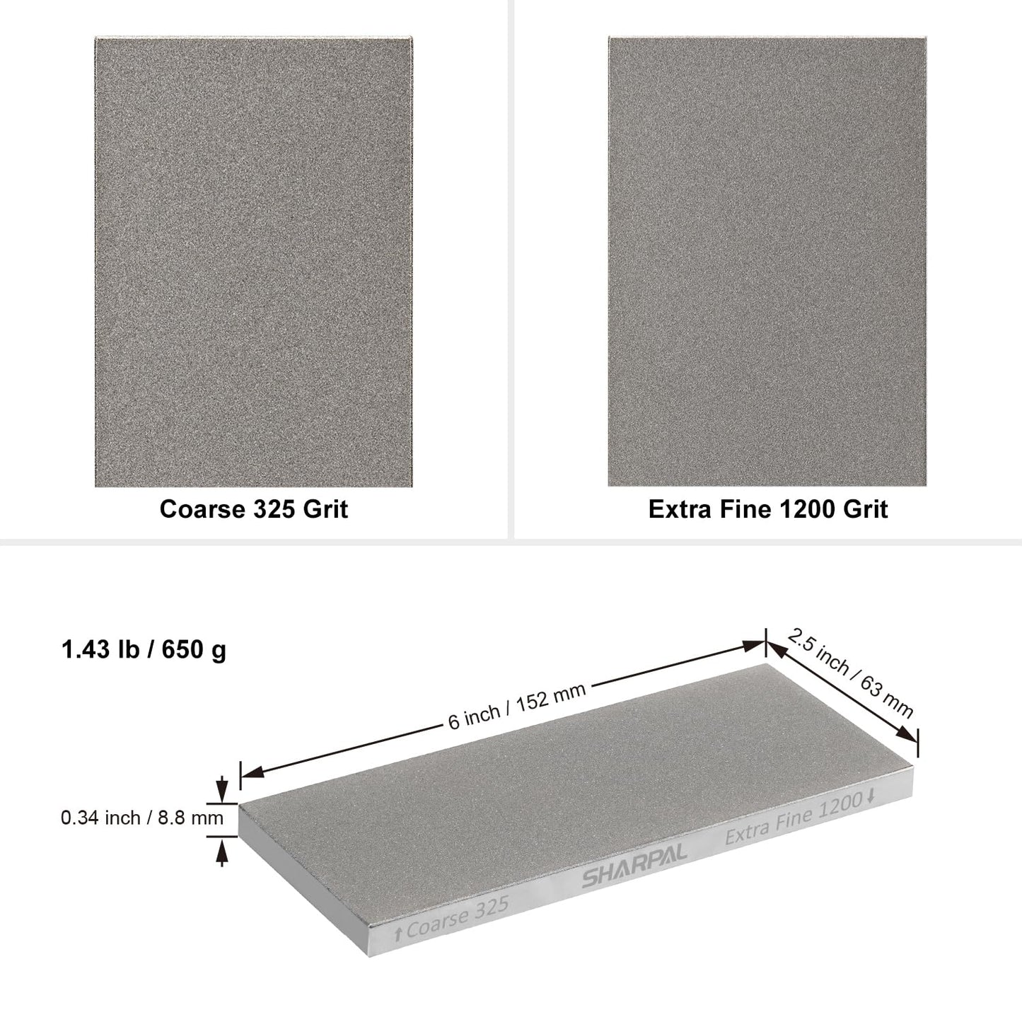 SHARPAL 156N Double-sided Diamond Sharpening Stone Whetstone Knife Sharpener | Coarse 325 / Extra Fine 1200 Grit | Storage Case with NonSlip Base & Angle Guide (6 in. x 2.5 in.) Mothers Day Gifts