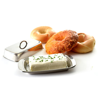 Norpro 282 Stainless Steel Double Covered Butter Dish, Silver