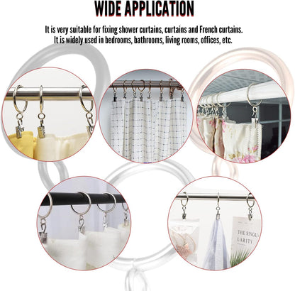MroMax 24 Pcs Curtain Rings with Eyelets, 1-3/4 Inch Metal Silver, 45mm Inner Diameter, Fits 1-1/2 Inch Curtain Rod